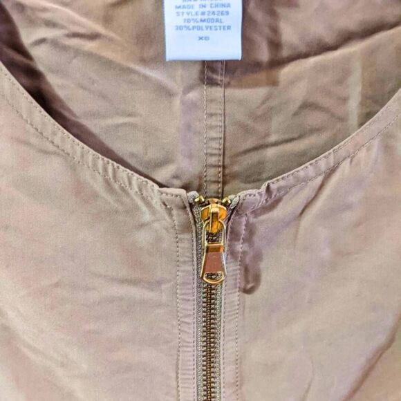 Soft Surroundings Utility Dress XS Tan Zip Front Pockets Casual Relaxed Fit - Picture 5 of 12
